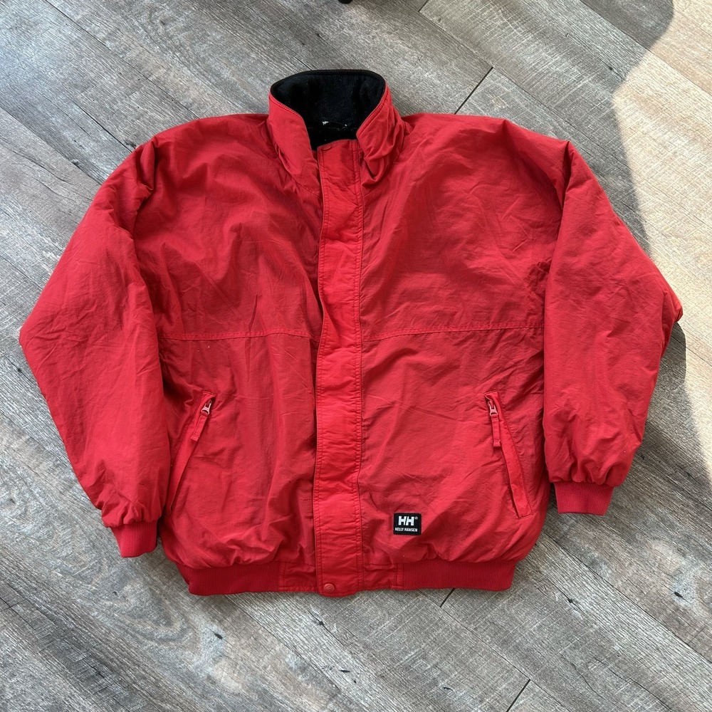 Helly Hansen Vintage Red Windbreaker Jacket Coat Bomber Ski Jacket Coat Full Zip
